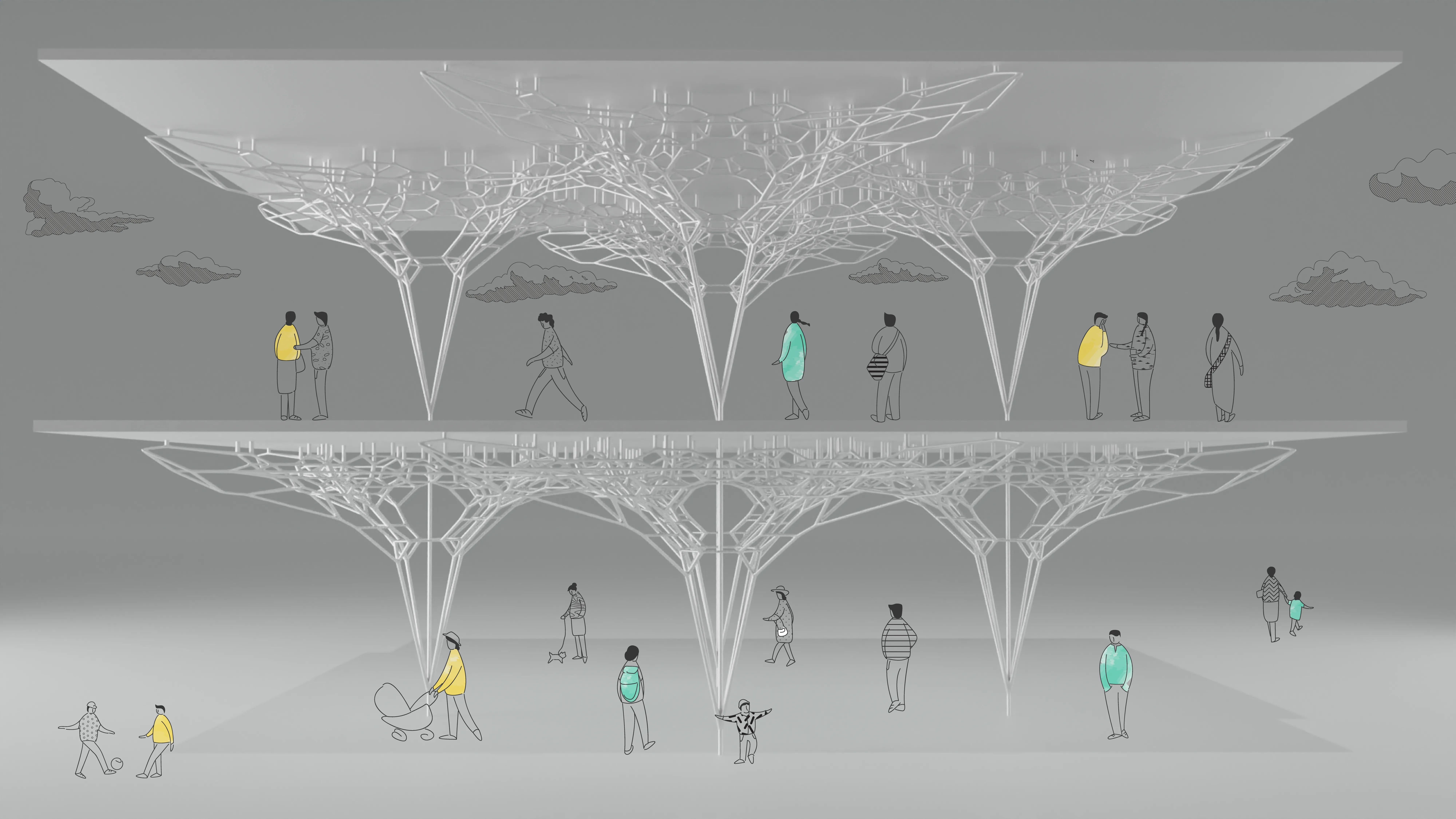 The Compression Only Slab Based on 3D Graphic Statics